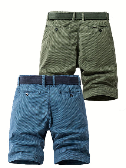 Men's Summer Casual Shorts with Belt – Breathable Regular Fit Bermuda Shorts for Everyday and Outdoor Use