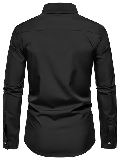 Herren Freizeit Slim Fit Hemd mit Kontrastdetails – Modernes Langarm Business & Casual Shirt