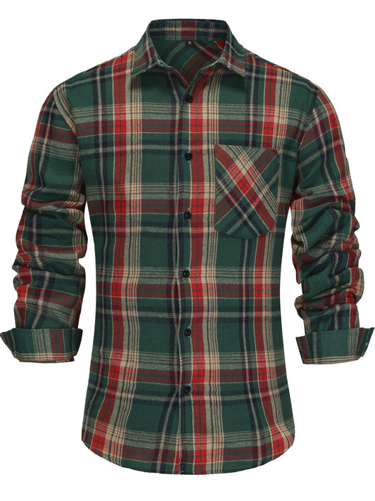 Men's Casual Plaid Shirt with Chest Pocket – Casual Fall/Winter Look