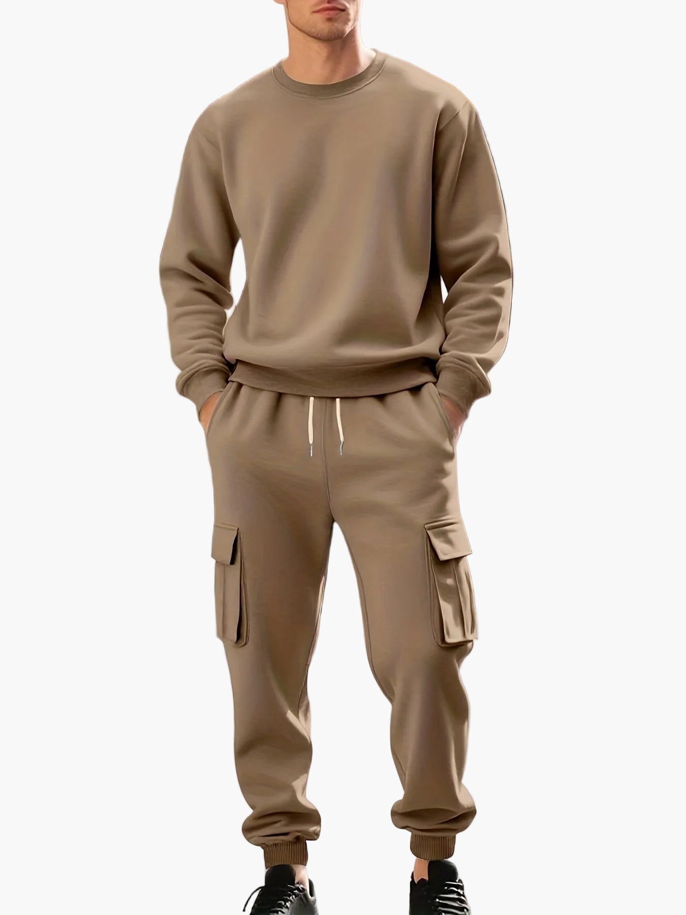 Herren Freizeit-Sportanzug Set mit Sweatshirt und Cargo-Jogginghose – Urbaner Zweiteiler für Alltag und Sport