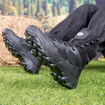 Robuste Schwarze Herren Wanderstiefel mit Schnürung und Profilsohle
