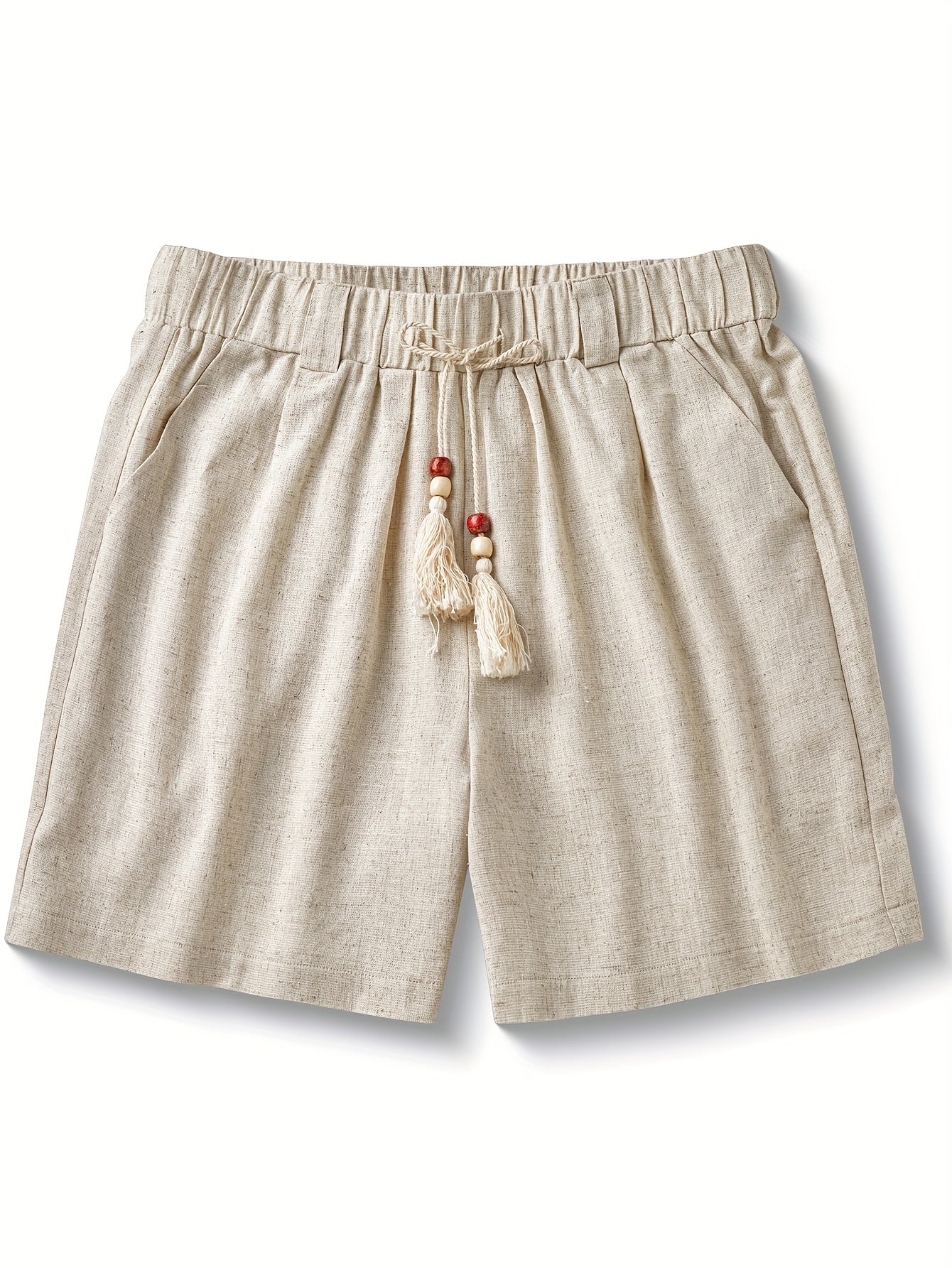 Men's Boho-Style Shorts with Decorative Drawstring and Tassels – Casual Summer Pants for Leisure and Vacation