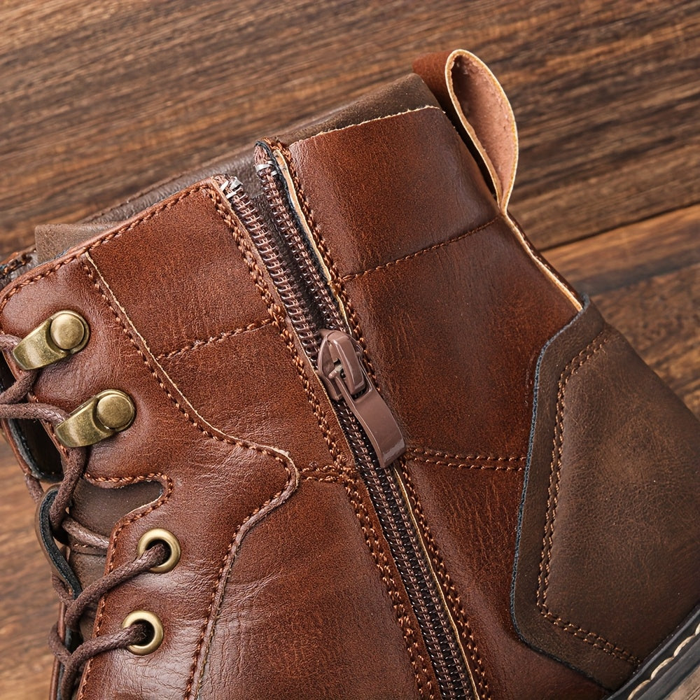 Herren Schnürstiefeletten Braun mit Profilsohle