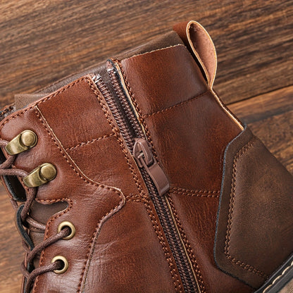 Herren Schnürstiefeletten Braun mit Profilsohle
