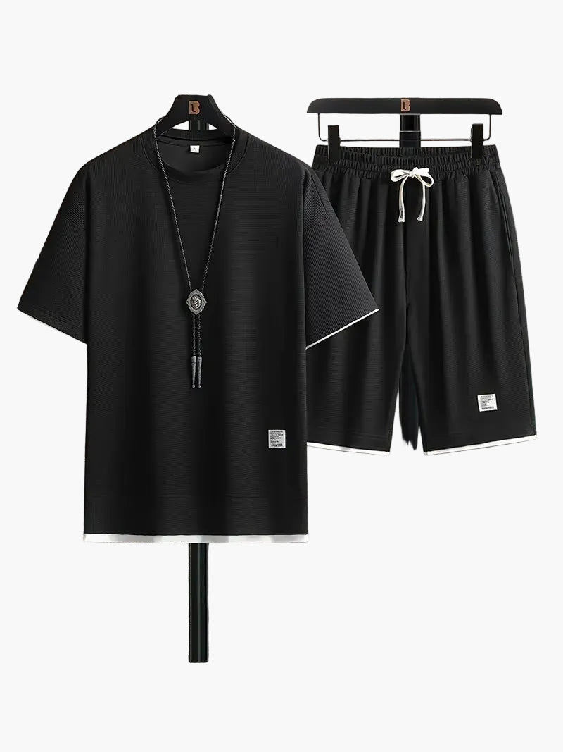 Men's Casual Set Two-Piece Shirt & Shorts Modern Loose Lounge Sport Outfit