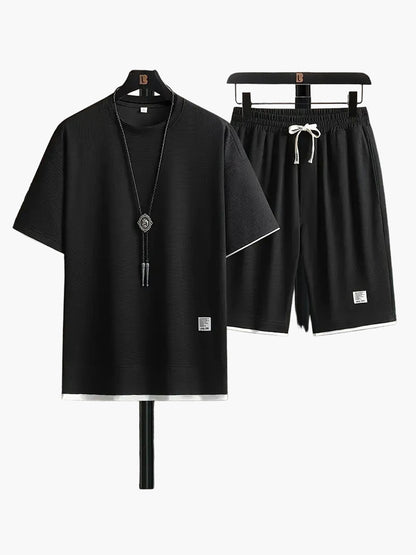 Men's Casual Set Two-Piece Shirt & Shorts Modern Loose Lounge Sport Outfit