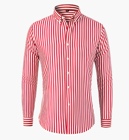 Men's Business Casual Shirt with Stripe Pattern – Elegant Long-Sleeve Shirt for Office & Everyday Use