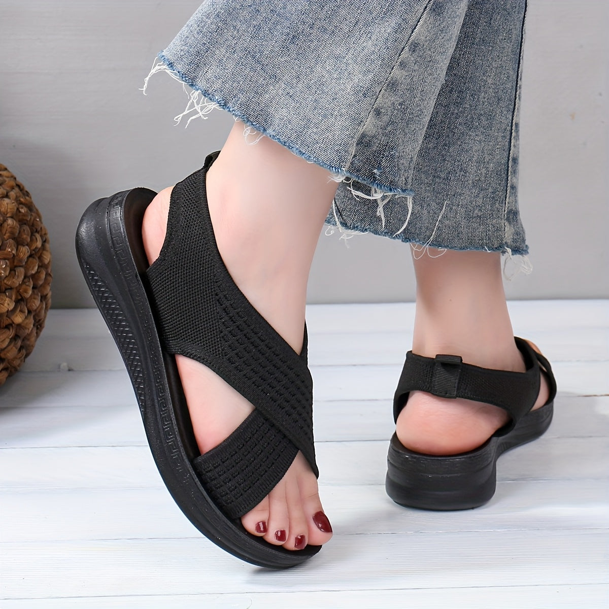 Damen Slingback Sandalen mit Kreuzriemen – Bequeme Alltagssandalen für Freizeit und Stadt