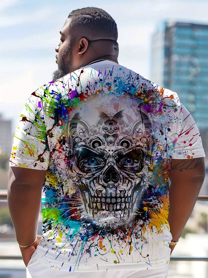 Herren Oversize T-Shirt mit Totenkopf-Splash-Print – Urban Streetwear Stil