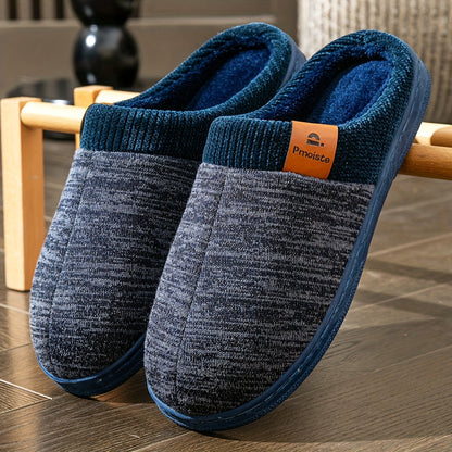 Unisex slippers, marled with a knitted cuff and soft lining