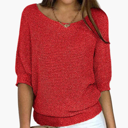 Women's knitted sweater with wide neckline – Casual comfort for everyday and leisure
