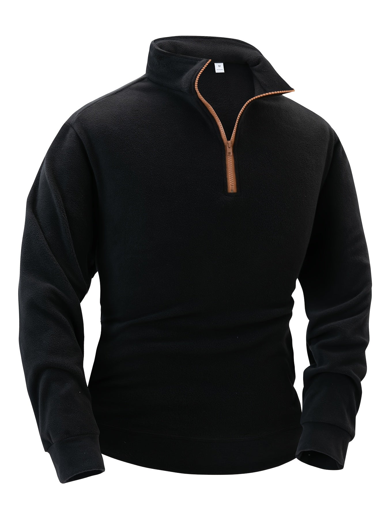 Fleece Pullover Herren Stehkragen Halb-Reißverschluss Langarm