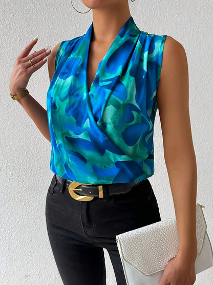 Women's Wrap Blouse Elegant Sleeveless Modern Business and Casual