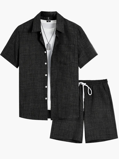Men's Summer Casual Short Sleeve Set – Casual Shirt with Shorts and T-Shirt, Ideal for Vacation & Everyday Wear