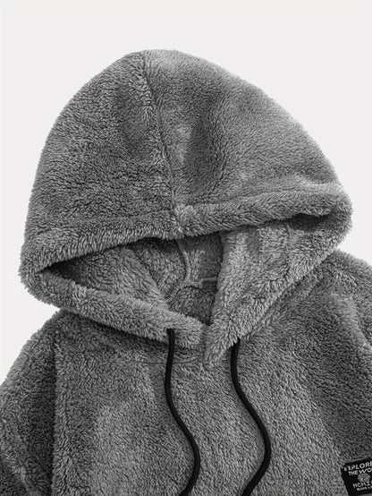 Unisex teddy fleece hoodie with a kangaroo pocket and hood