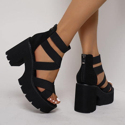 Women's platform sandals with block heel and straps – trendy summer shoes for everyday wear and going out