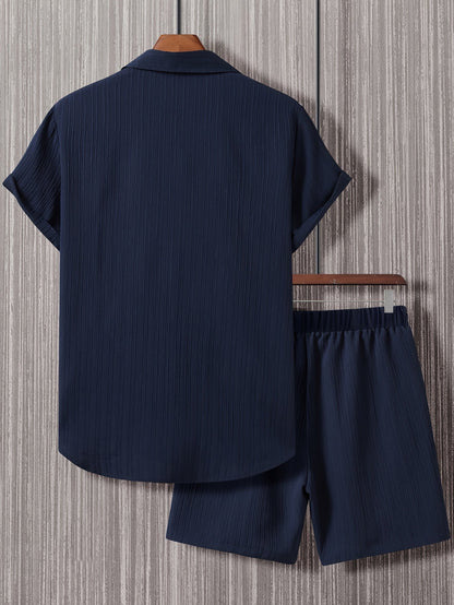 Men's Summer Casual Set with Short-Sleeve Shirt and Shorts – Ideal for Everyday and Vacation