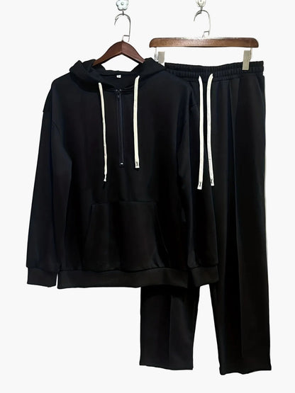 Men's Casual Hooded Sweatshirt Set – Loose Leisure Suit with Hooded Sweatshirt and Trousers for Everyday, Sports & Relaxation