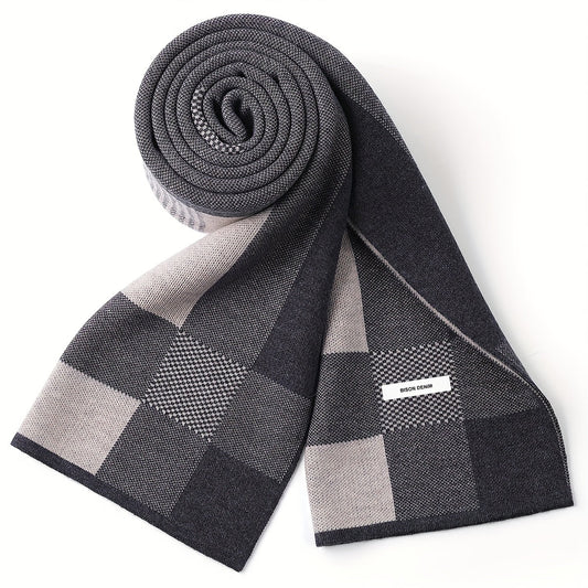 Scarf men women plaid winter warm casual knitted scarf