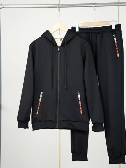 Unisex tracksuit set with lined hooded jacket and jogging pants