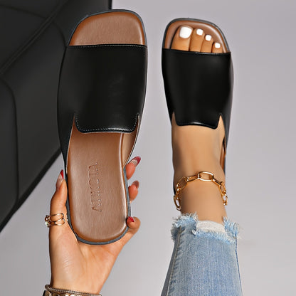 Women's Slip-On Sandals with Square Toe – Modern Style for Everyday and Leisure