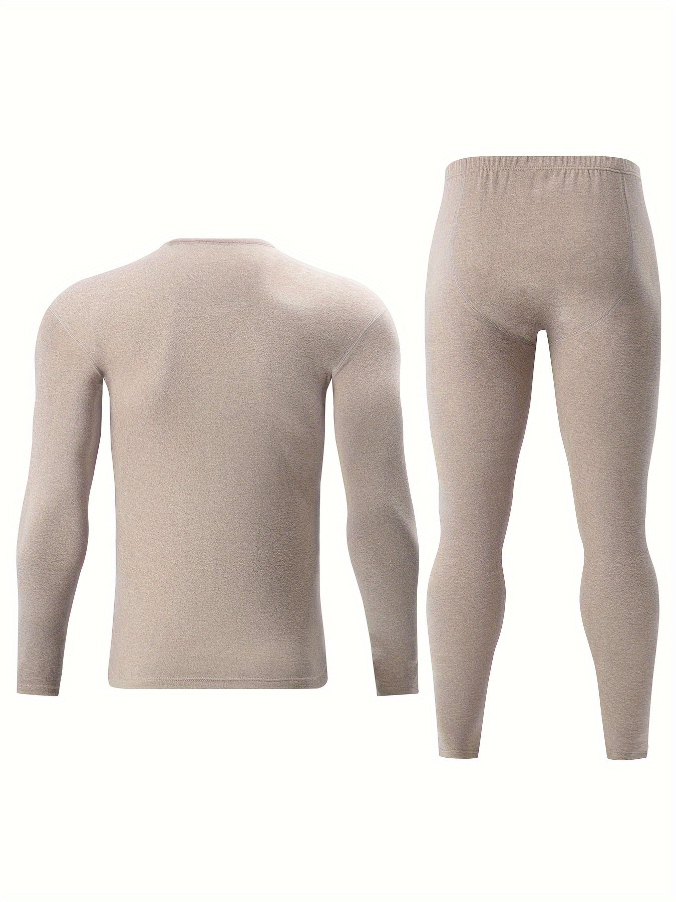 Men's thermal underwear set, long-sleeve shirt & leggings, warm two-piece outfit