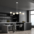 Hanglamp Gravity gepoedercoat staal en glas wit met goud, 6 lichtpunten, 110 x 100 cm, eettafel en woonkamer