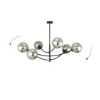 Plafondlamp gepoedercoat staal en glas Hunter zwart, grafiet kappen, 6 lichtpunten, 89 x 63 cm, eettafel of keukeneiland