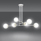 Hanglamp gepoedercoat staal en glas Ognis wit met gouden accenten, 6 lichtpunten, 90 x 100 cm