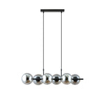 Hanglamp gepoedercoat staal en glas Rory grafiet, zwart, 6 lichts, 95 x 110 cm, eettafel en kookeiland