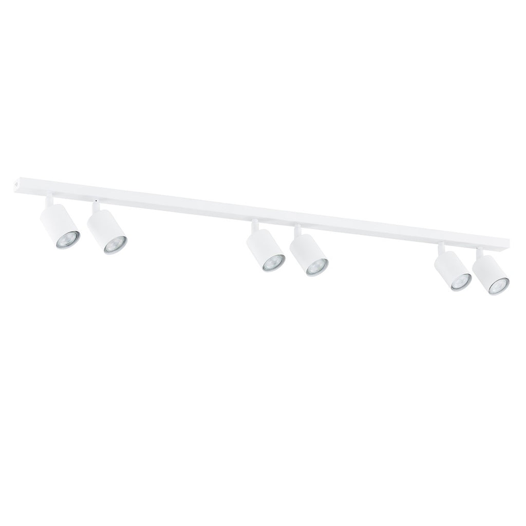 Plafondlamp gepoedercoat staal Flash minimalistisch wit, 116 x 4 x 2 cm met 6 GU10-fittingen