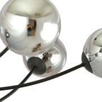 Plafondlamp gepoedercoat staal en glas Hunter zwart, grafiet kappen, 6 lichtpunten, 89 x 63 cm, eettafel of keukeneiland