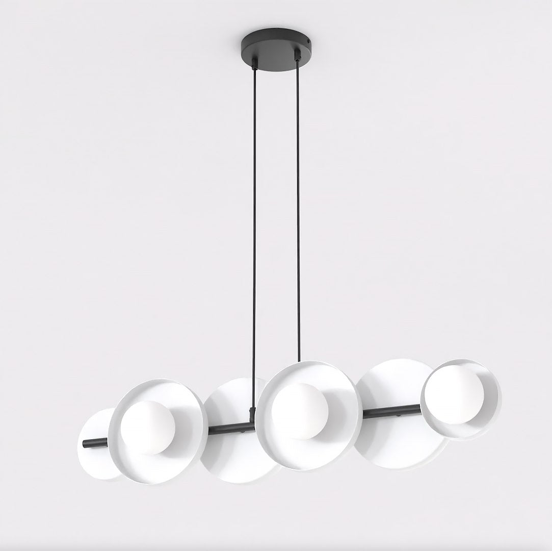 Hanglamp gepoedercoat staal minimalistisch wit met 6 lichtpunten, hoogte verstelbaar – 85 x 23 cm, eettafel