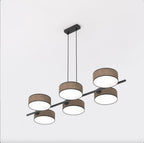 Hanglamp gepoedercoat staal Japandi bruin zwart, 6 lichts, kap Ø 20 cm, 100 x 46 x 120 cm, eettafel