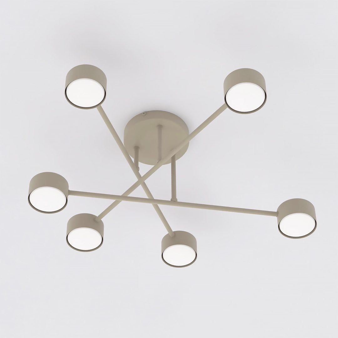 Plafondlamp gepoedercoat staal modern Halo beige, 6 lichtpunten, 60 cm – woonkamer, slaapkamer of eetkamer