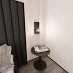 Wandlamp gepoedercoat staal en glas minimalistisch zwart met grafiet glazen kap Ø 14 cm, E14