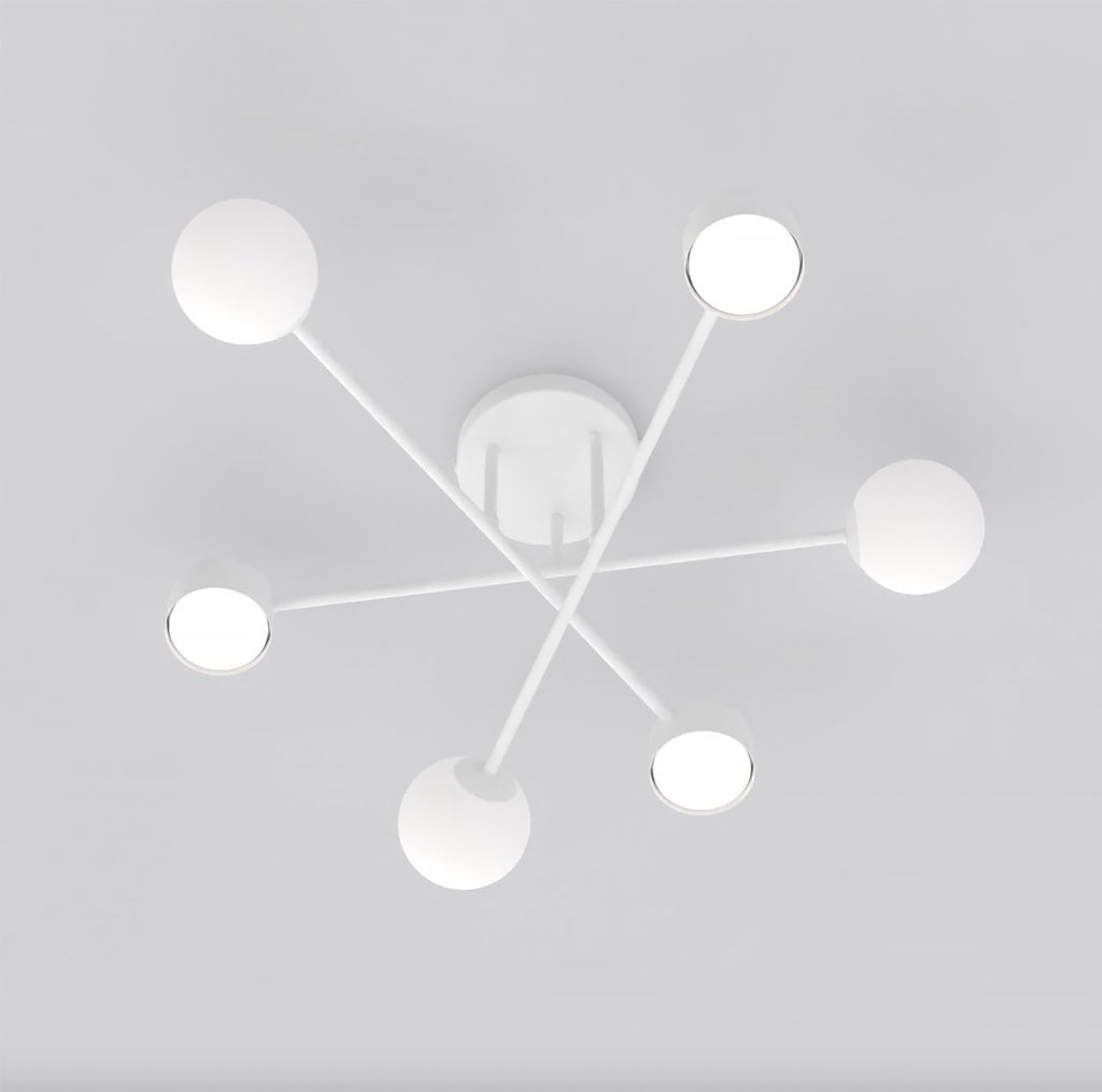Plafondlamp wit staal Holon modern, 6 lichtpunten, 64 x 64 x 23 cm voor woonkamer, eetkamer en hal