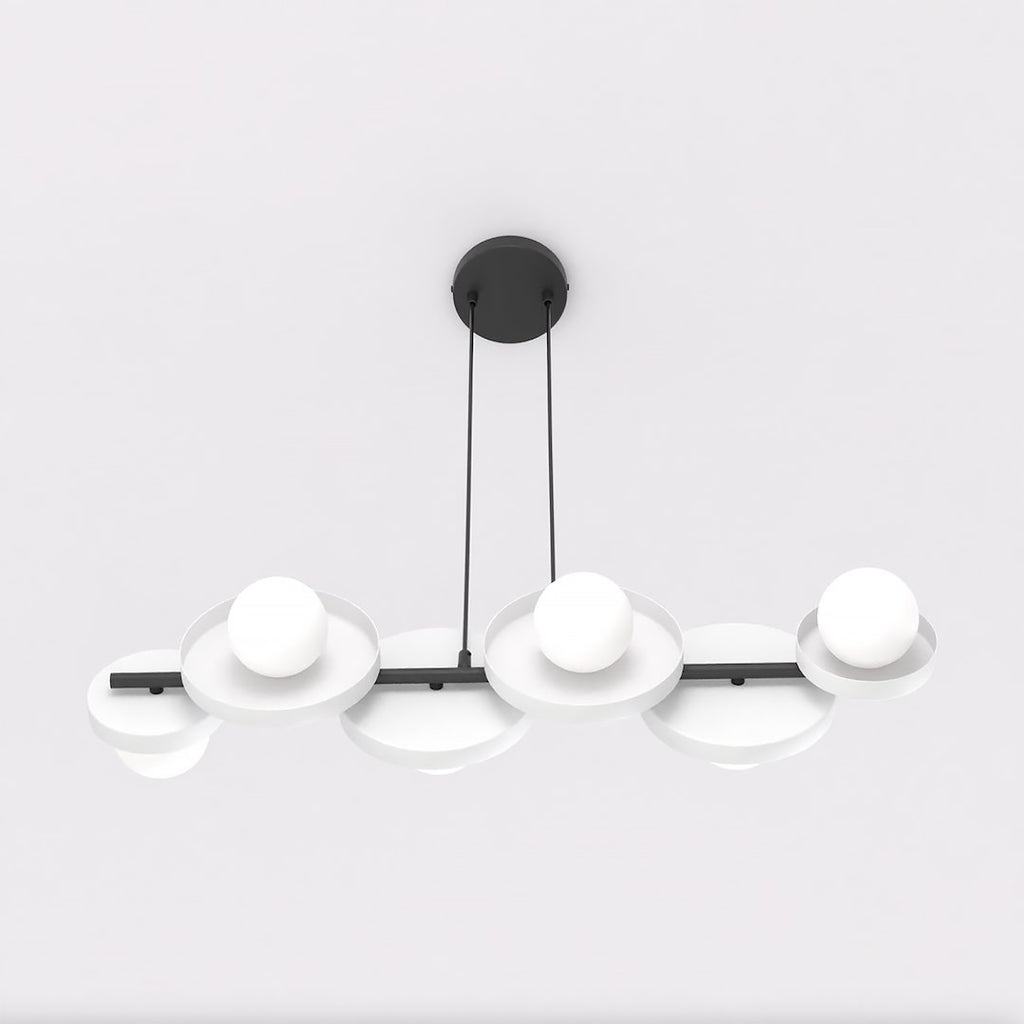 Hanglamp gepoedercoat staal minimalistisch wit met 6 lichtpunten, hoogte verstelbaar – 85 x 23 cm, eettafel