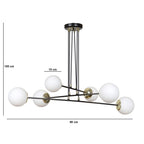 Hanglamp gepoedercoat staal en glas Ognis wit met gouden accenten, 6 lichtpunten, 90 x 100 cm