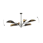 Plafondlamp gepoedercoat staal Vene zwart en goud 102 x 51 cm, 6 fittingen E14, woonkamer en slaapkamer