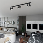 Plafondlamp staal Flash minimalistisch zwart 116 cm, 6 spots met GU10-fitting voor woonkamer of keuken