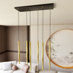 Hanglamp gepoedercoat staal Selter glamour, goud met zwart, 6 lichts, 70 cm breed, woon- en eetkamer