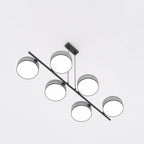 Hanglamp gepoedercoat staal Japandi Drumz grijs, 6 lichts, 100 x 46 x 120 cm, eettafel en keukeneiland