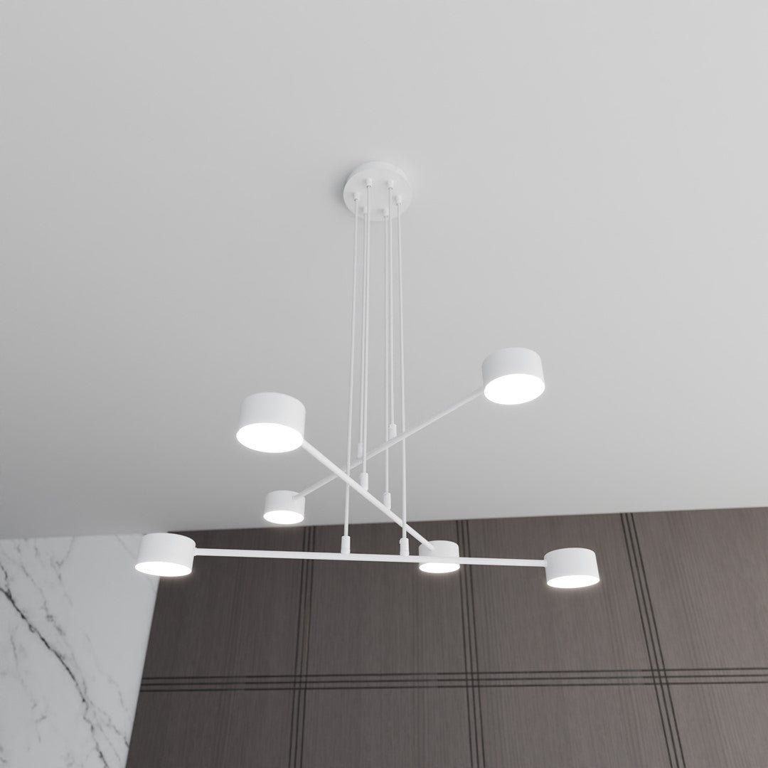 Hanglamp gepoedercoat staal Scandinavisch wit 70 x 100 cm, 6 GX53-fittingen, in hoogte verstelbaar