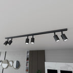 Plafondlamp staal Flash minimalistisch zwart 116 cm, 6 spots met GU10-fitting voor woonkamer of keuken