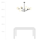 Plafondlamp gepoedercoat staal en glas Hunter 6 lichtpunten, modern, zwart met wit glas – 89 x 63 cm