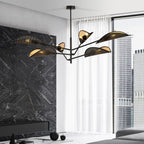 Plafondlamp gepoedercoat staal Vene zwart en goud 102 x 51 cm, 6 fittingen E14, woonkamer en slaapkamer