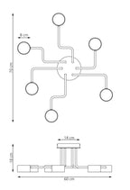 Plafondlamp staal modern Kurage zwart 60 x 60 cm, 6 lichtpunten met Gx53-fitting voor woonkamer en eetkamer