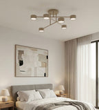 Plafondlamp gepoedercoat staal modern Halo beige, 6 lichtpunten, 60 cm – woonkamer, slaapkamer of eetkamer