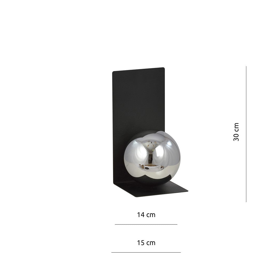 Wandlamp gepoedercoat staal en glas minimalistisch zwart met grafiet glazen kap Ø 14 cm, E14